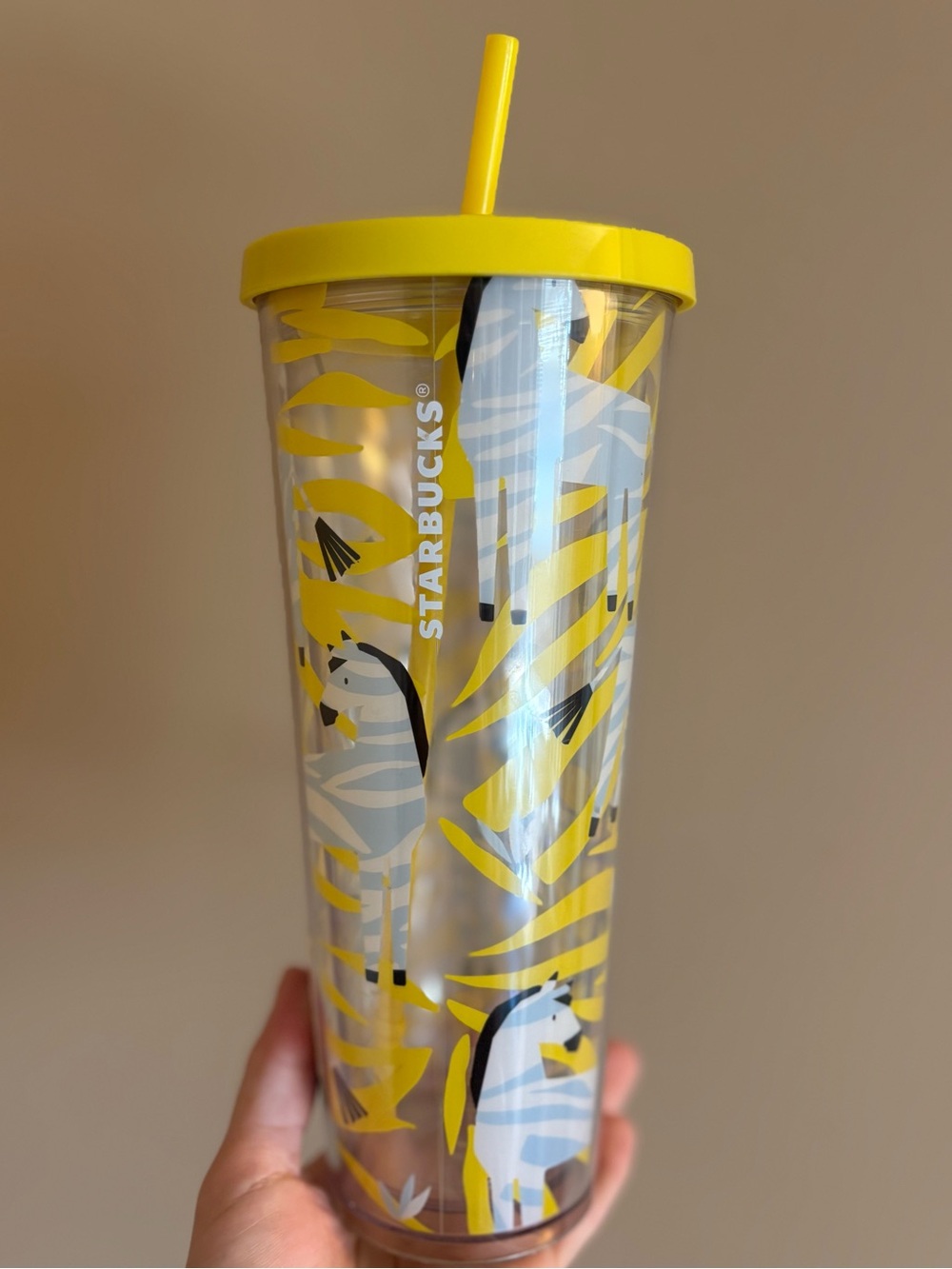 RARE - Starbucks Yellow Zebra Stripe Venti Tumbler